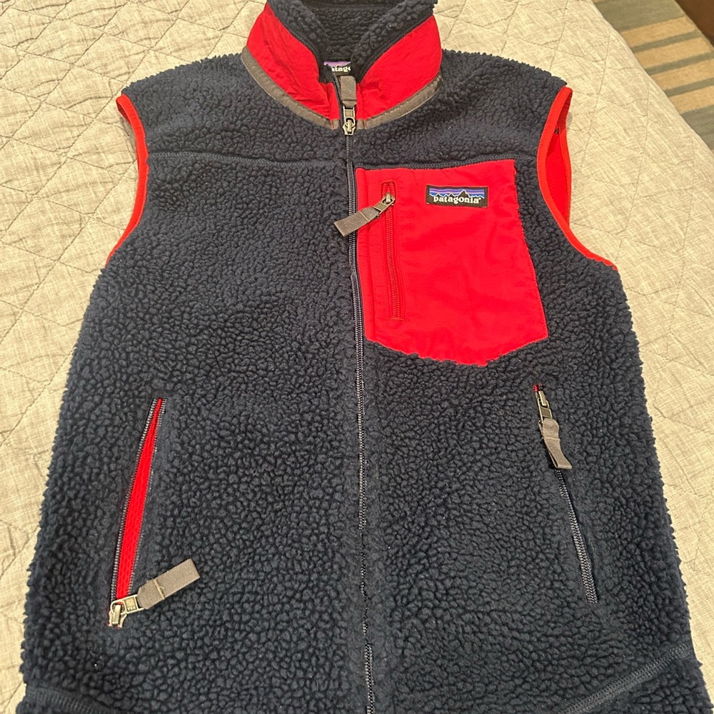 Patagonia Red and Black Fleece Vest
